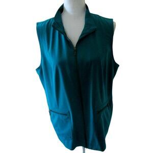 Additions By Chico's Women's Teal Sleeveless Lightweight Zip Front Vest Size L.